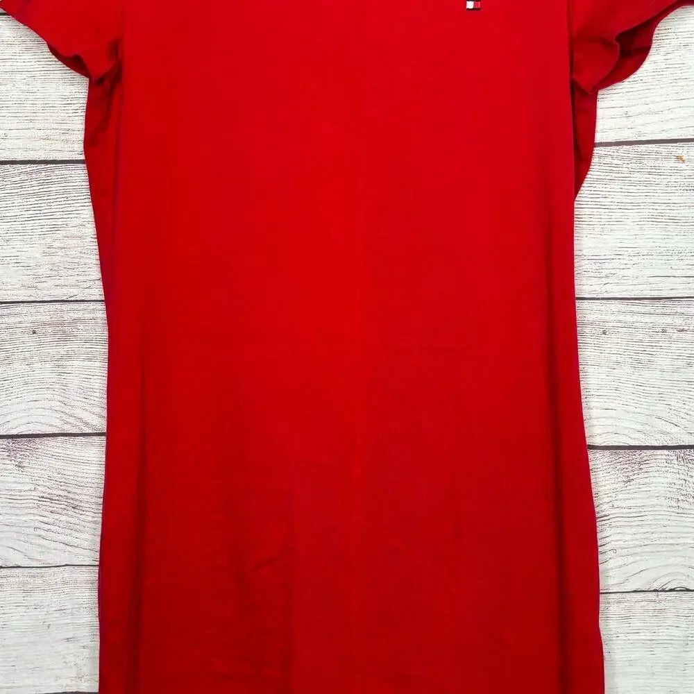 Tommy Hilfiger Red Short Sleeve Trendy Y2K Vibes T-Shirt Dress Medium Petite - Picture 7 of 10